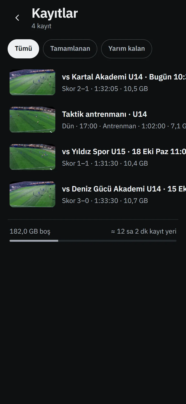 Hexa uygulaması: kayıtlar listesi